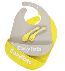 Easytots 2 Pack Silicone Baby Bibs with Baby Fork and Spoon